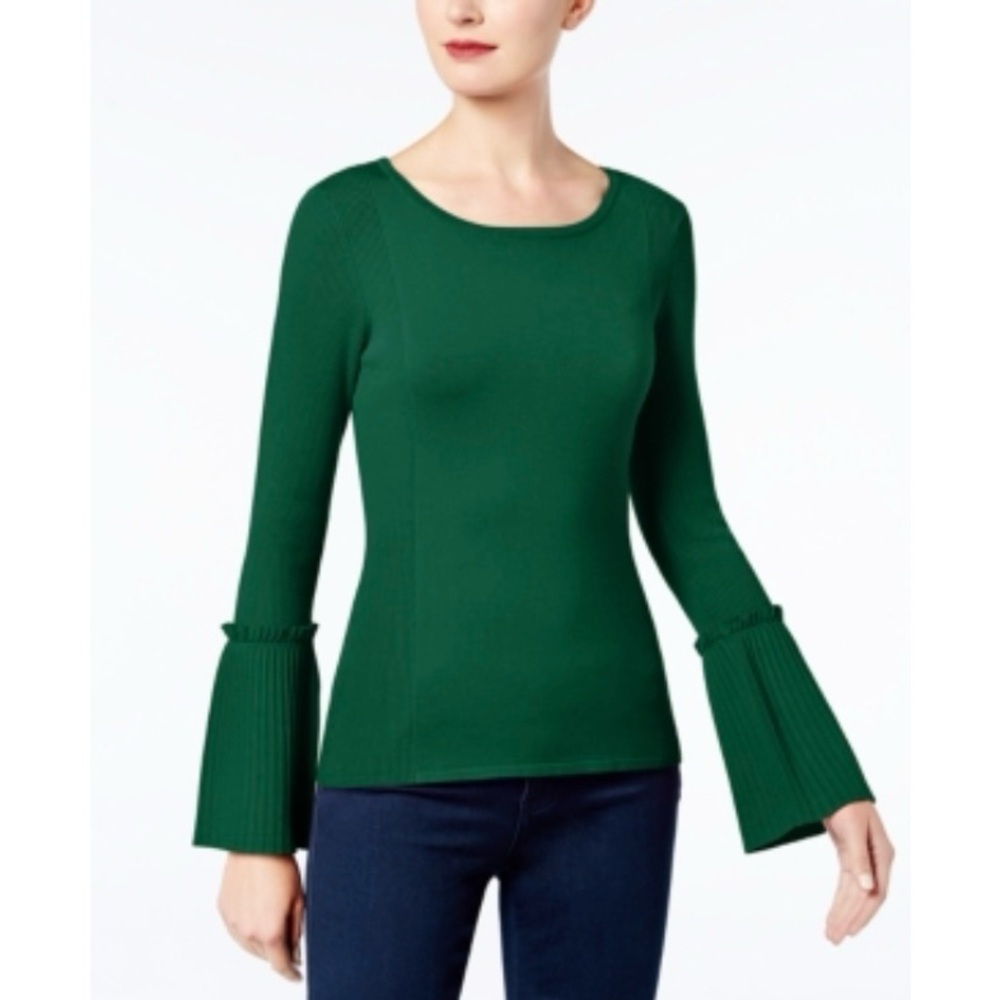 INC Bell-Sleeve Ribbed Pullover Sweater